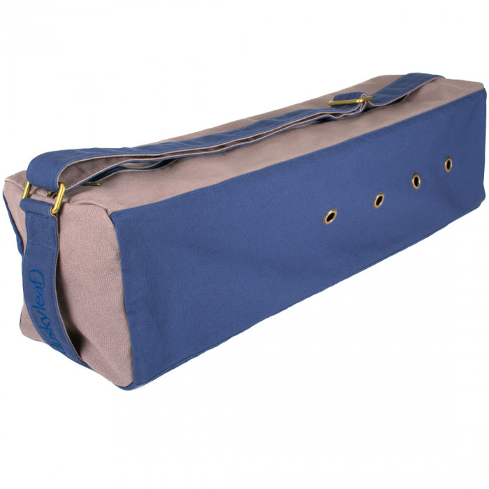 Shop for handmade burlap navy blue yoga mat bag with color block